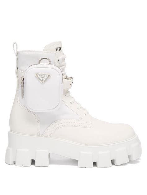 prada white chunky boots|prada 55 leather ankle boots.